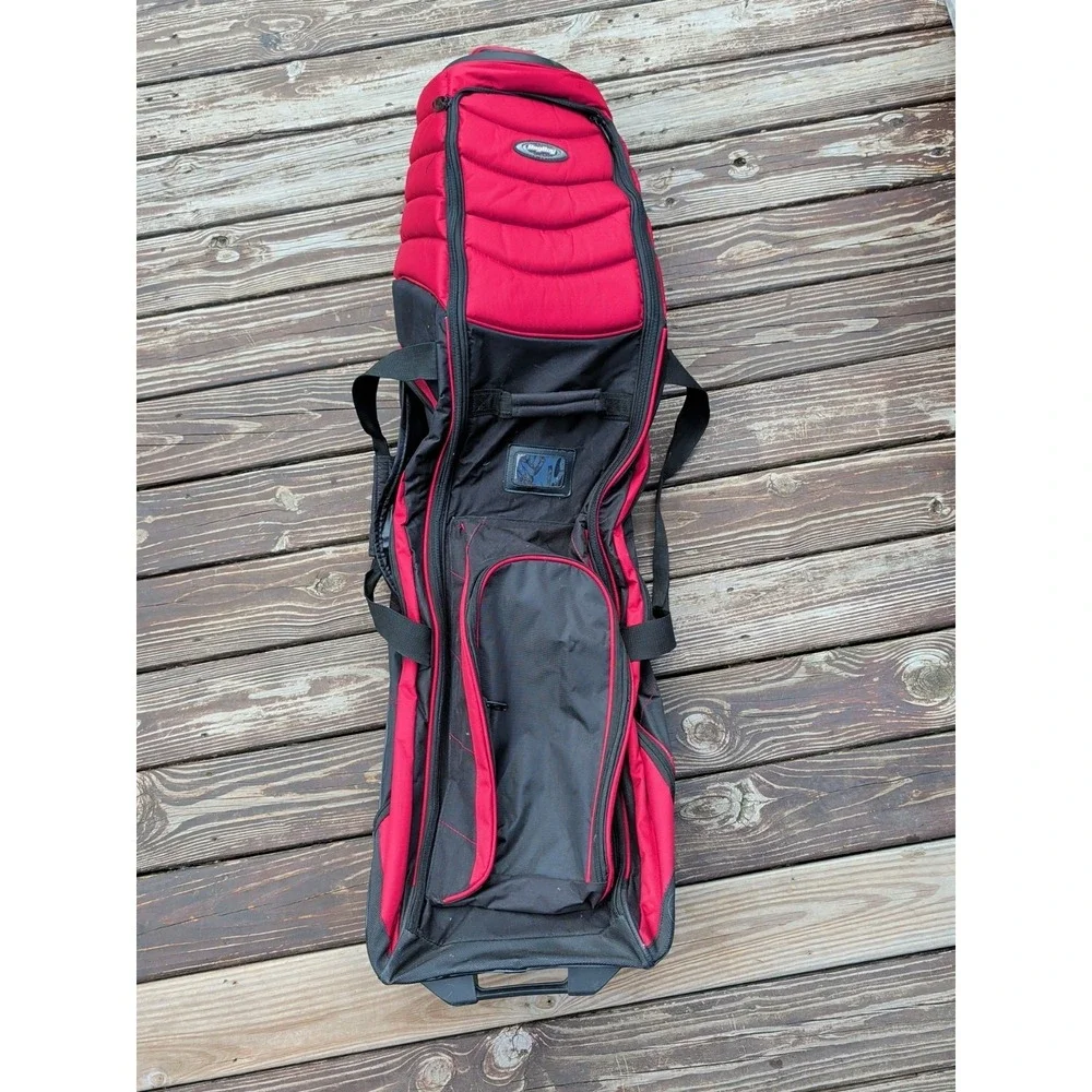 Used Bag Boy Golf Travel Case With Pivot Grip & Wheels - Black and Red